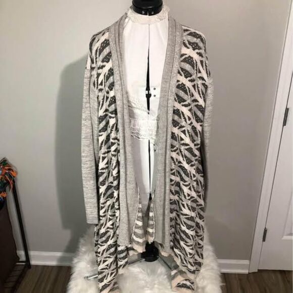 1X Umgee Womens Long Sleeve Gray & Black Cardigan C5392 - Picture 1 of 6